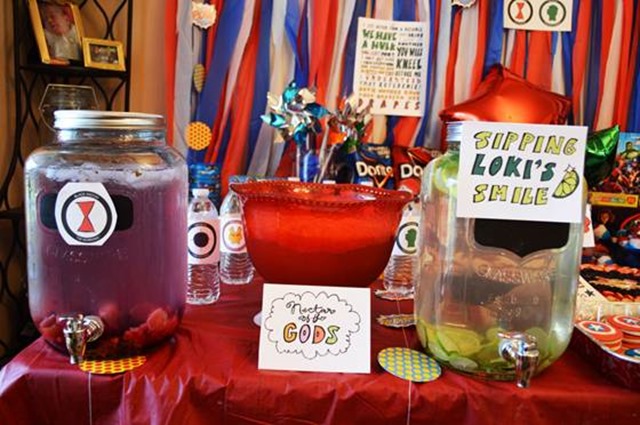 Avengers-Birthday-Party-Ideas-Superhero Drinks