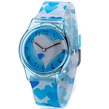 Colorful floral cartoon soft band watch for girls