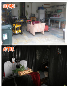 Haunted house before and after